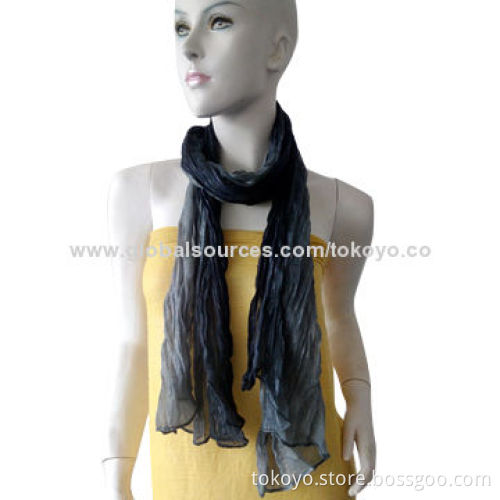 Woven scarves with Lurex and Over-locked Edges, Yarn Dye, Ombre Effect, Sized 160*35cm/Viscose/Modal